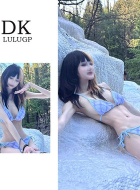 少女泳衣辣妹感格子比基尼内衣女