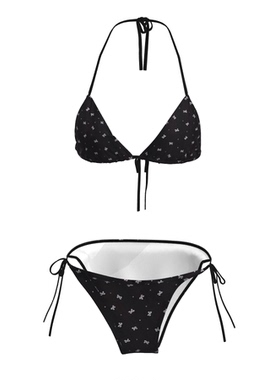 女士性感比基尼女小胸聚拢三点式绑带沙滩度假分体泳衣三件套套装