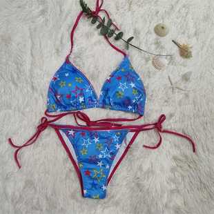 挂脖比基尼性感聚拢显瘦沙滩度假温泉泳衣套装 亚比泳衣泳装 三点式