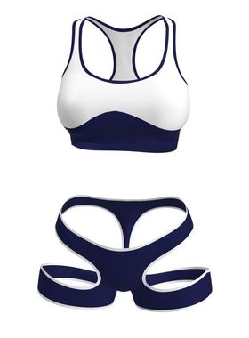 性感内衣运动套装女撞色吊带背心提臀镂空性感辣妹风泡温泉比基尼