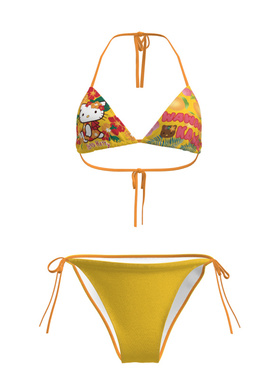 25年新款性感比基尼泳衣小胸聚拢显大分体泳装泳装内衣绑带胸垫女