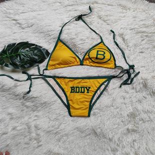 多巴胺仙气游泳衣女bikini比基尼三件套沙滩装 内衣 女温泉性感泳装