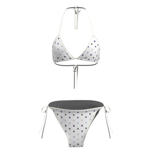 少女彩色波点设计感比基尼两件套女分体绑带泳衣海边度假沙滩泳装