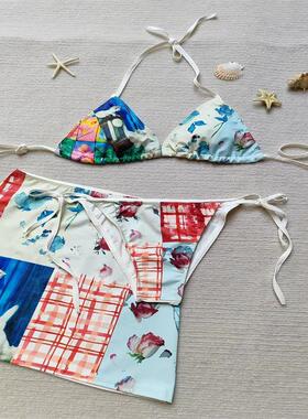 女生辣妹泳衣2024新款日系纯欲Kitty猫比基尼小胸聚拢泳装泡温泉