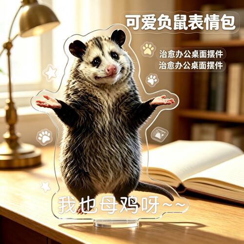 小红书爆款负鼠表情包亚克力立牌
