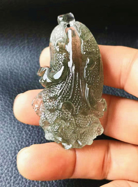 中国水晶天然水晶绿幽灵大白菜（大百财）吊坠65*37*22mm49.1g