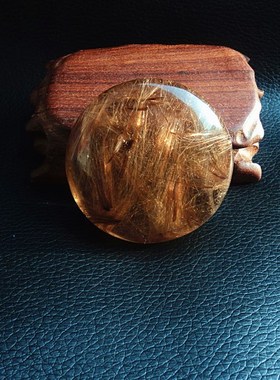 中国水晶矿石天然发晶钛晶水晶平安扣吊坠平平安安50*22mm83.2g