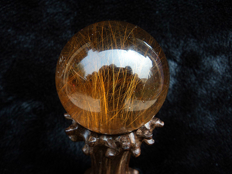 中国水晶矿石天然钛晶球 金发晶球摆件 直径：53mm