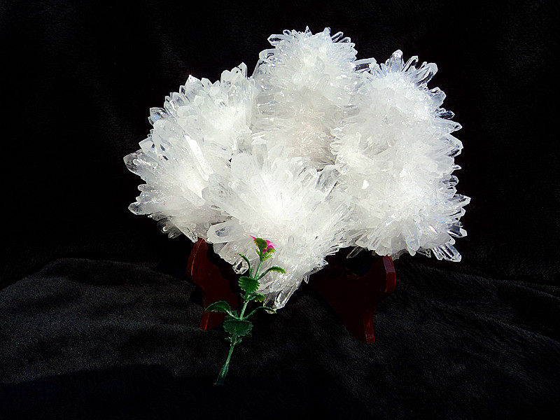 中国水晶矿石水晶矿石天然白水晶簇 白水晶柱摆件190*200MM1