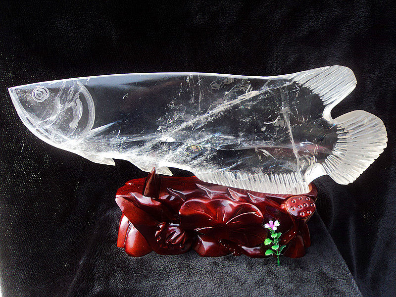 水晶矿石天然白水晶金龙鱼年年有鱼摆件505*280mm6.7