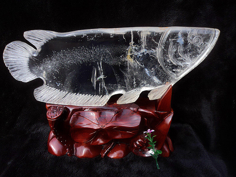 水晶矿石天然白水晶金龙鱼年年有鱼摆件390*总高245m