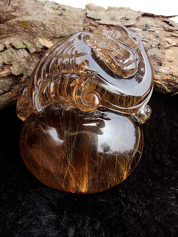 中国水晶矿石天然巴西钛发晶貔貅吊坠 55&times;43&times;21mm