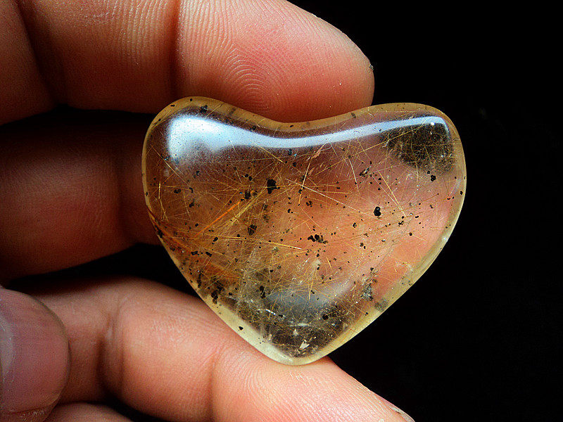 中国水晶矿石天然钛晶金发晶幽灵爱心型吊坠宽42×34×13mm 24g
