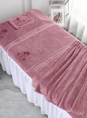 美容院专用毛巾加厚吸水铺床巾可定制logo灰色高档浴巾美容包头巾