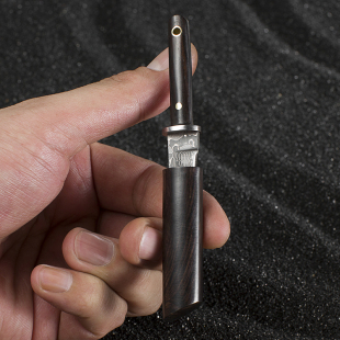 大马士革钢木柄小刀钥匙扣迷你随身刀具水果刀口袋刀小刀