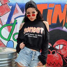 卫衣女短款 高腰hiphop上衣ins超火 短外套 欧美街拍露肩长袖 薄款