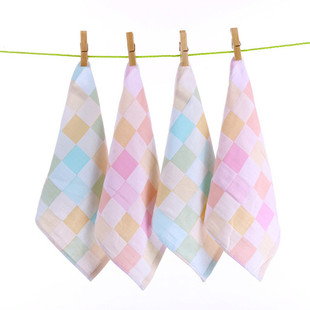 6条装康信纯棉纱布小方巾双层速干薄童巾宝宝口水巾幼儿园小毛巾