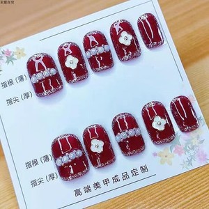 国潮风新款美甲穿戴甲假指甲穿戴式美甲贴片可拆卸学生孕妇指甲片