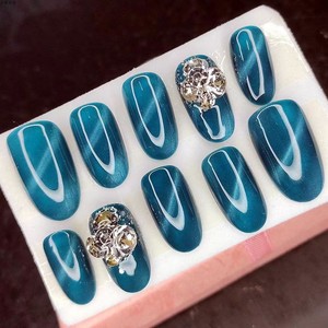 假指甲贴片美甲成品新娘穿戴甲手工光疗甲片甲贴片美甲片定制短款