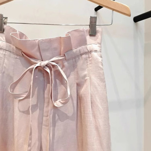 原物高定CHAO级无D推荐！夏季薄款粉色花苞裤~直筒休闲亚麻裤子