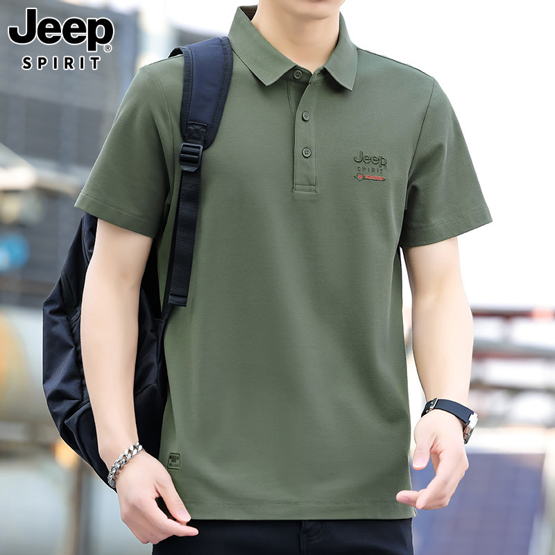 JEEP SPIRIT男士短袖t恤衫夏季新款加肥加大码休闲半袖翻领polo衫