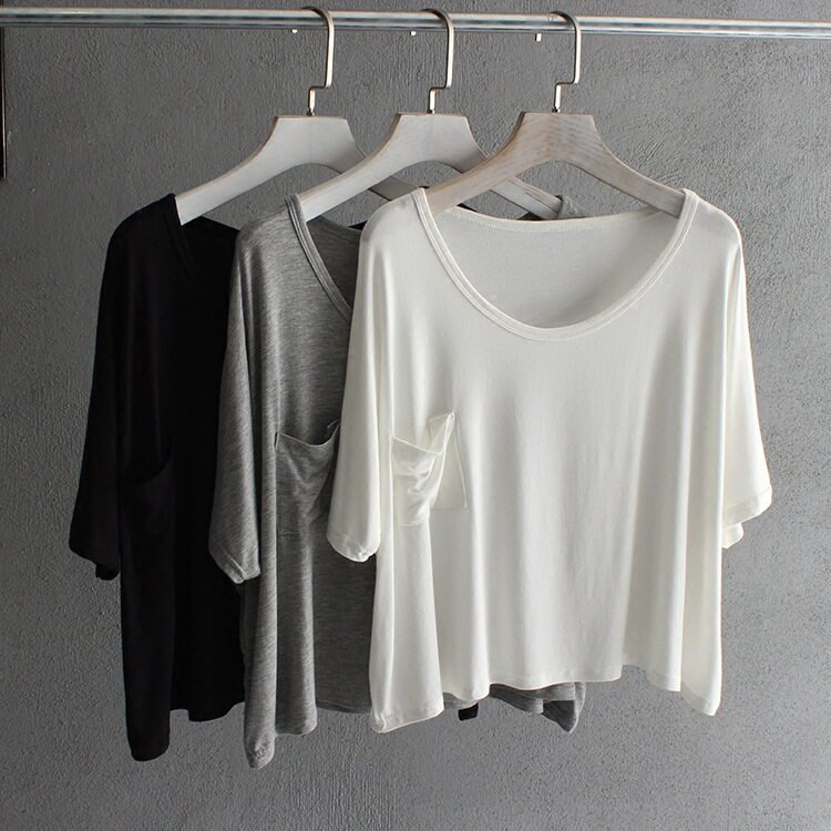 竹纤维莫代尔瑜伽服半袖健身上衣夏女网红罩衫宽松孕妇运动短女薄