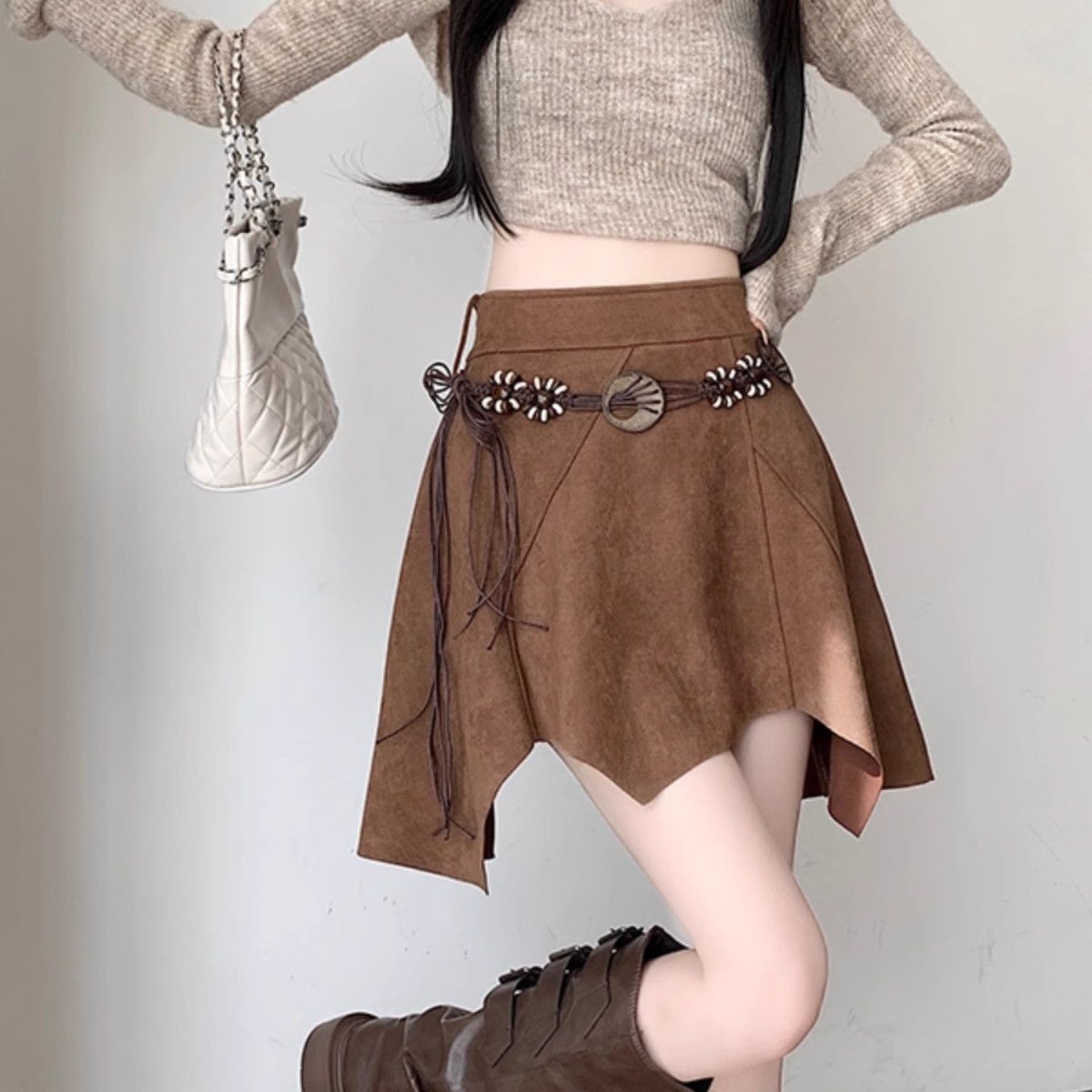 大码女装半身裙不规则复古A字裙