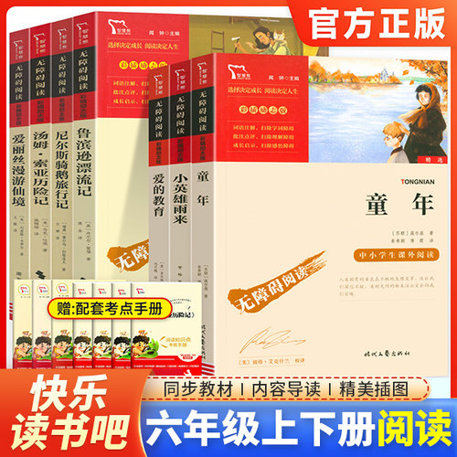 快乐读书吧六6年级上册下册小英雄雨来爱的教育童年鲁滨逊漂流记爱丽丝漫游仙境尼尔斯骑鹅旅行记汤姆·索亚历险记课外阅读故事书