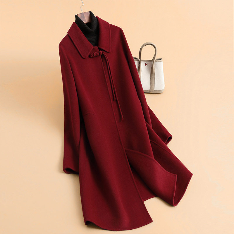 2025秋冬新款新中式国风高端大码妈妈装双面羊毛大衣外套大码女装,女装/女士精品,毛呢外套,淘宝优惠券,粉丝福利购,淘宝优惠卷