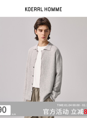 KOERRL ROW风羊毛羊绒针织纽扣开衫 华夫格羊毛针织衫