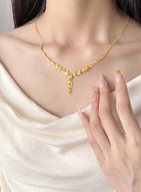 【金枝玉叶麦穗项链手链】铜镀金结婚三五金订婚婚嫁金店同款