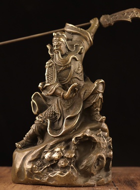关公摆件纯铜提刀关羽关二爷家用客厅办公室桌面铜武财神关帝神像