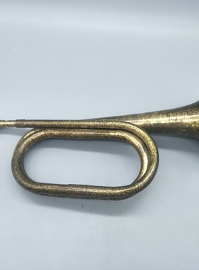 仿古纯铜军号冲锋号集结号弯喇叭铜乐器老物件铜摆件 古玩收藏