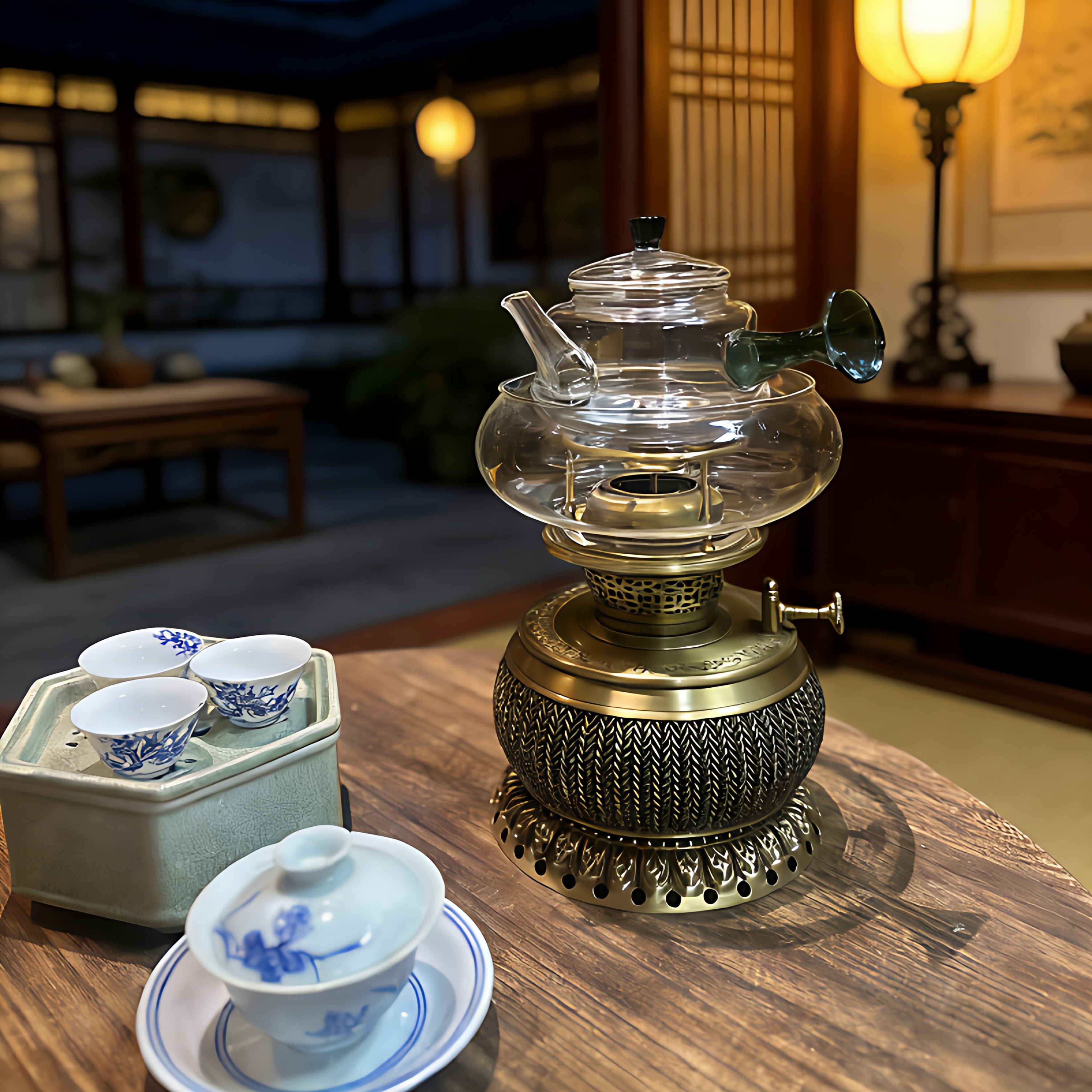 空气灯 煤油茶灯煮茶炉黄铜灯 酥油灯煮茶炉潮汕高档功夫茶灯茶灯