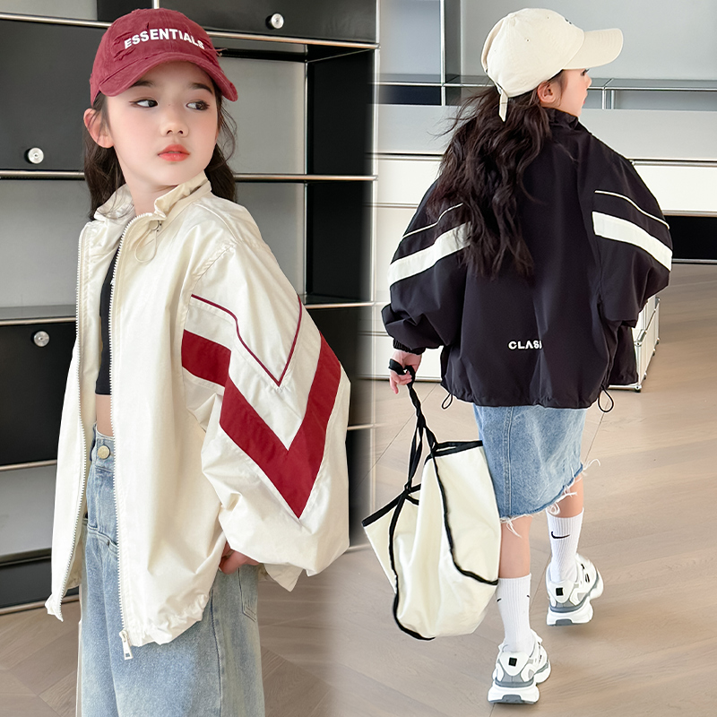 女童春秋拉链宽松潮酷宽松外套