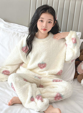 女童睡衣冬季加厚法兰绒家居服