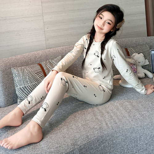 女童秋冬纯棉保暖秋衣秋裤贴身