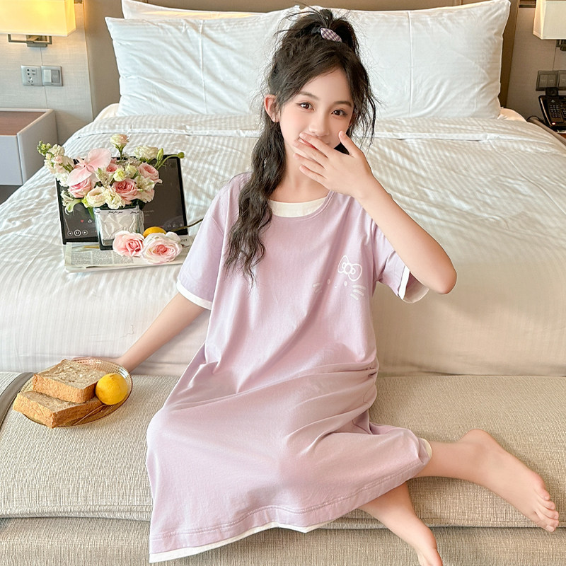 女童薄款睡裙儿童睡衣宽松家居服儿童夏季长款女孩短袖纯棉空调服,童装/婴儿装/亲子装,家居裙/睡裙,淘宝优惠券,粉丝福利购,淘宝优惠卷