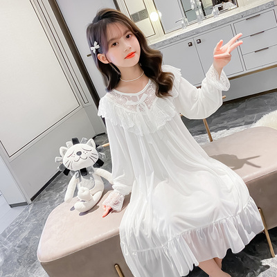 女童睡裙洋气长袖莫代尔空调服