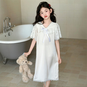 女大童夏季 女童冰丝睡裙夏款 洋气公主睡衣薄款 家居服儿童空调裙潮