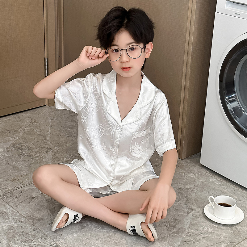 龙年潮款冰丝夏季短袖提花家居服