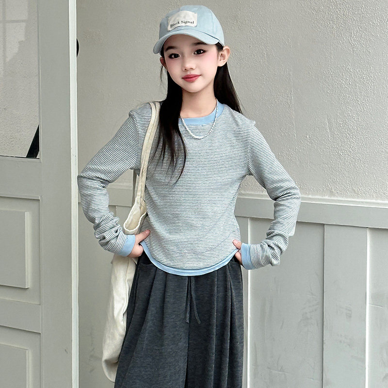 女童长袖T恤春秋新款中大童