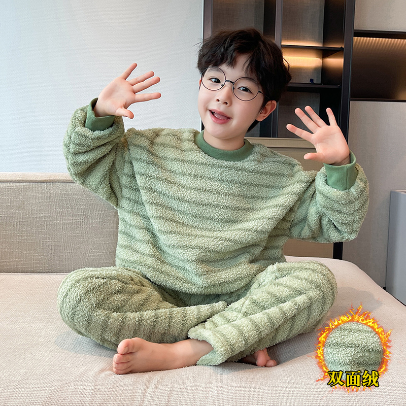 男童睡衣冬季儿童中大童法兰绒潮