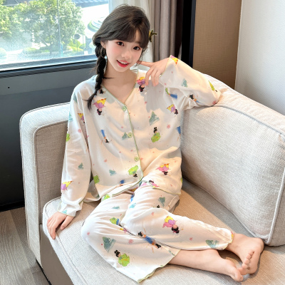 时尚洋气春秋女童薄款开衫家居服