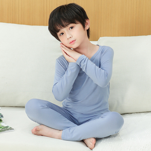 纯棉男宝宝睡衣莫代尔中大童男童内衣套装 薄款 春秋季 儿童秋衣秋裤