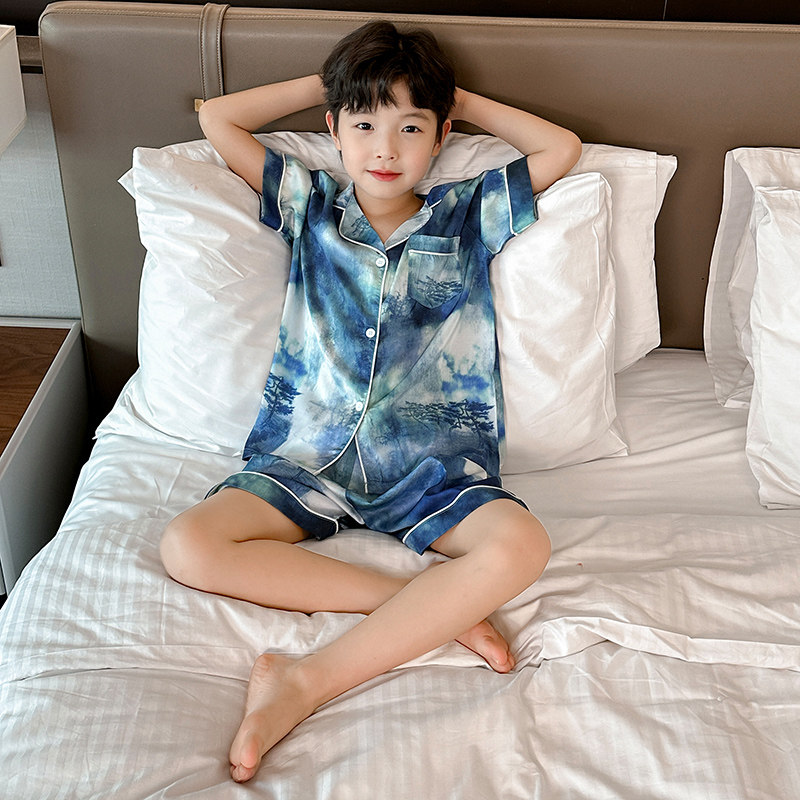 韩版洋气冰丝夏季短袖短裤家居服