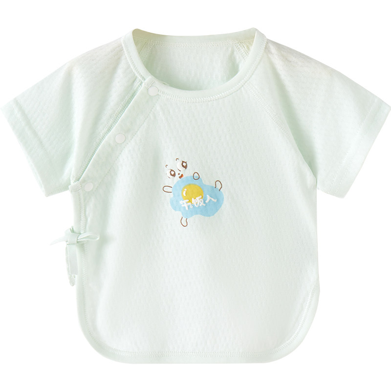 NEWBORN BABY CLOTHES SUMMER CLOTHES NEWBORN THIN SHORT SLEEVE BONELESS TOP 0 COTTON MARCH SUMMER BABY HALF-BACK