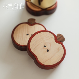 创意实木苹果杯垫可爱仿真摆件咖啡杯隔热垫原木ins卡通杯垫家用