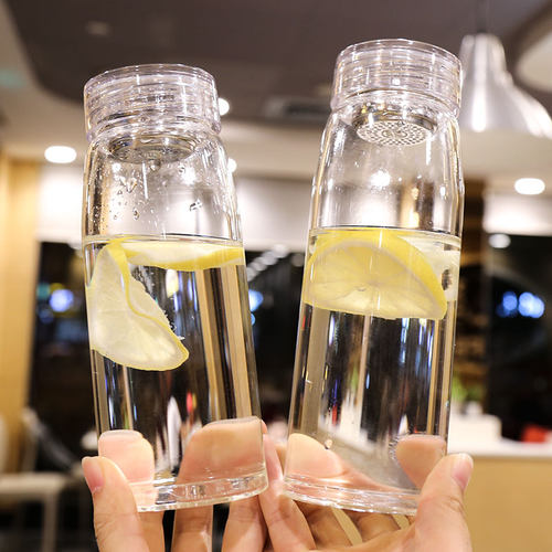 带茶隔过滤网透明韩版学生玻璃杯