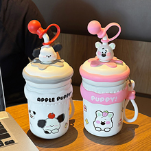 保温杯可爱吸管搅拌杯随身便携不锈钢女款办公室泡茶高颜值水杯